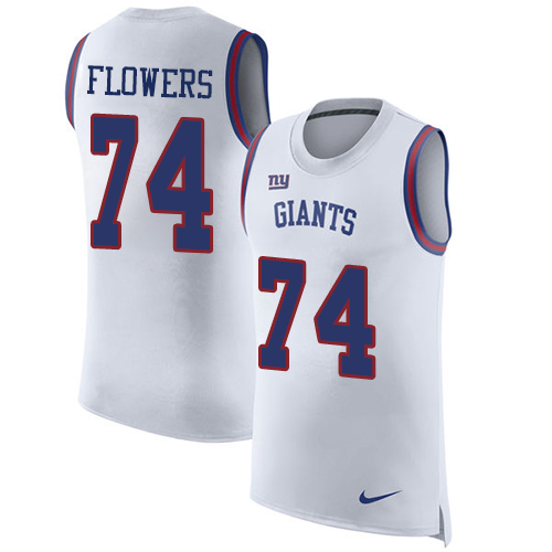 Nike Giants #74 Ereck Flowers White Men's Stitched NFL Limited Rush Tank Top Jersey